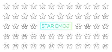 stella carattere. d'oro divertente stelle con viso emozioni, carino cartone animato emoji design. vettore impostato