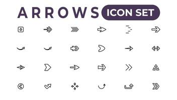 freccia icone impostato di magro linea ragnatela icona impostare, semplice schema icone collezione, pixel Perfetto icone, semplice vettore illustrazione.