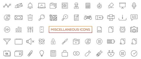 miscellaneo icone- magro linea ragnatela icona impostare. schema icone collezione. semplice vettore illustrazione