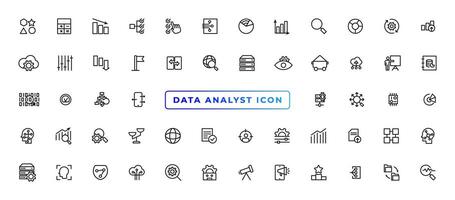 dati analitico magro linea icona impostare. dati analisi modificabile ictus icone. dati analisi, estrazione, ottimizzazione, in lavorazione, statistica, monitoraggio, analisi vettore