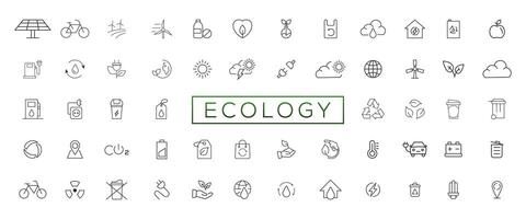 eco amichevole relazionato magro linea icona impostato nel minimo stile. lineare ecologia icone. ambientale sostenibilità semplice simbolo vettore