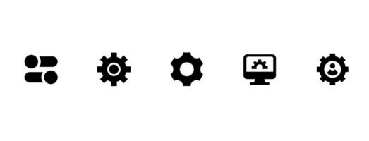 impostare e impostazioni icone impostare. collezione di semplice lineare ragnatela icone come installazione, impostazioni, opzioni, Scarica, aggiornare, ingranaggi e altri e altri. modificabile vettore ictus.
