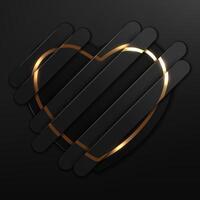 astratto oro cuore con nero geometrico forme sfondo, vettore illustrazione