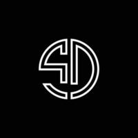 modello di progettazione del profilo di stile del nastro del cerchio del logo del monogramma sd vettore