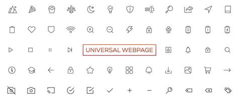 vettore linea universale pagina web minuscolo icona impostato