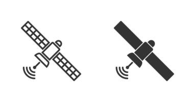 satellitare icona. trasmissione simbolo. artificiale satelite nel orbita in giro terra. vettore illustrazione.
