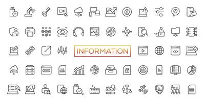 informazione tecnologia linea icone collezione. grande ui icona impostato nel un' piatto design. magro schema icone imballare vettore