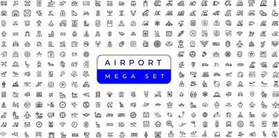 aeroporto vettore linea icona impostare. contiene lineare schema icone piace aereo, biglietto, Bagaglio, posto a sedere, Wifi, Borsa, partenza, terminale, passaporto, trasporto, bagaglio, aereo