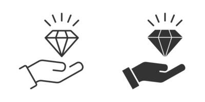 diamante su un' mano icona. brillante simbolo. vettore illustrazione.