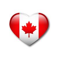 canadese bandiera nel cuore silhouette. a forma di cuore Canada bandiera. vettore illustrazione.