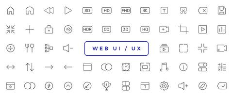 impostato di schema ui e UX icone. minimalista magro lineare ragnatela icona impostato vettore