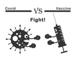 coronavirus boxe contro vaccino siringa. vettore illustrazione.