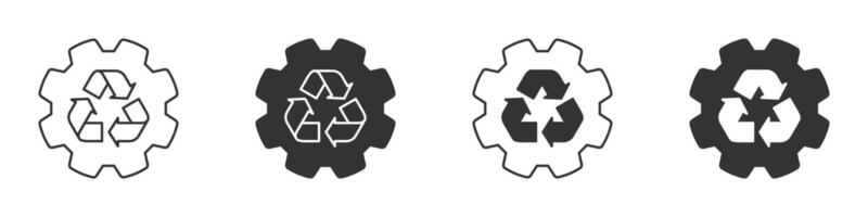 Ingranaggio icona con raccolta differenziata simbolo dentro. vettore illustrazione.