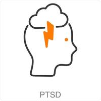 ptsd e fatica icona concetto vettore