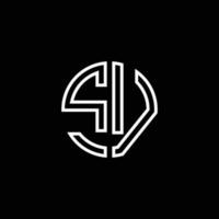 modello di progettazione del profilo di stile del nastro del cerchio del logo del monogramma sv vettore
