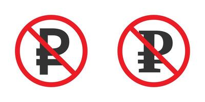 non permesso icona con un' rublo cartello. russo rublo bandire cartello. russo moneta proibito cartello. vettore illustrazione.