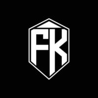 fk logo monogramma con triangolo a forma di emblema sul modello di design superiore vettore
