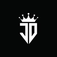 jd logo monogramma stile emblema con modello di design a forma di corona vettore