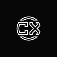 cx logo monogramma con modello di design arrotondato cerchio spazio negativo vettore