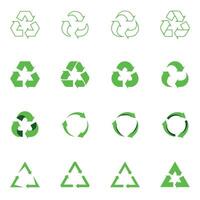 impostato di riciclare icona. raccolta differenziata simboli. verde frecce. vettore illustrazione.