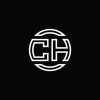 ch logo monogramma con modello di design arrotondato cerchio spazio negativo vettore