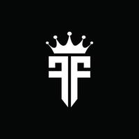 ff logo monogramma stile emblema con modello di design a forma di corona vettore