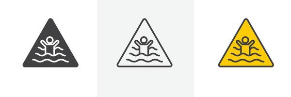 rischio di annegamento avvertimento cartello vettore