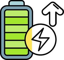 batteria pieno pieno metà tagliare icona vettore