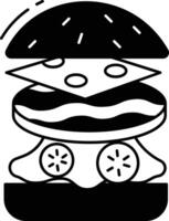 hamburger glifo e linea vettore illustrazione