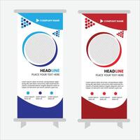 roll up banner design vettore