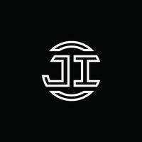 ji logo monogramma con modello di design arrotondato cerchio spazio negativo vettore