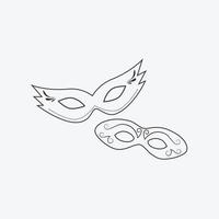 maschere di carnevale icona del design piatto contorno nero vettore