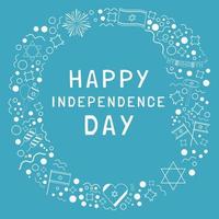 cornice con israele giorno dell'indipendenza vacanze design piatto bianco linea sottile icone con testo in inglese vettore