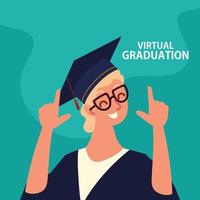 felice studente laurea virtuale vettore