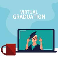 laurea virtuale con laptop vettore