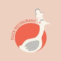 retrò semplice concetto anatra ristorante logo design adatto per attività commerciale vettore