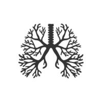 silhouette di umano polmoni nel nervo finali icona. vettore illustrazione design.