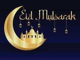 islamico realistico eid mubarak Festival sfondo e eid carta manifesto concetto vettore