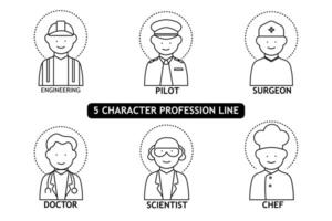 impostato di icone vettore illustrazione concetto linea personaggio professione lavoro collezione di semplice e colorato avatar simboli