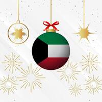 Natale palla ornamenti Kuwait bandiera celebrazione vettore
