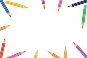 colorato matite telaio su bianca sfondo, colorato matite, vettore illustrazione