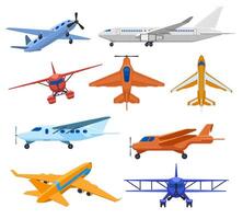 aereo getti. volo veicoli, passeggeri Jet aereo, privato aereo e carico servizio aereo. commerciale aviazione velivoli vettore illustrazioni