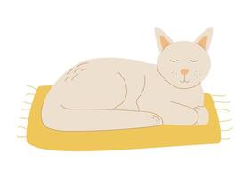 gatto addormentato su un' stuoia, addormentato gatto, casa animale domestico, gatto vettore clipart, vettore illustrazione