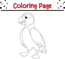 carino puffino uccello colorazione pagina vettore