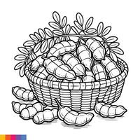 frutta cestino linea arte illustrazione per il colorazione libro. frutta colorazione pagina. vettore grafica