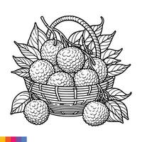 frutta cestino linea arte illustrazione per il colorazione libro. frutta colorazione pagina. vettore grafica