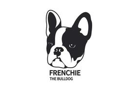 francese bulldog nero e bianca logo vettore