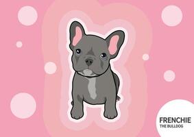 carino blu francese bulldog cucciolo nel rosa retrò discoteca sfondo vettore