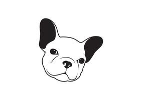 francese bulldog ritratto nero e bianca logo vettore