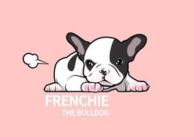 carino nero e bianca francese bulldog cucciolo vettore